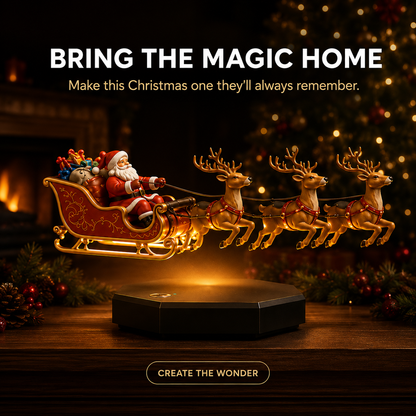 ⚡🎅Floating Santa Sleigh with 4 Reindeer-Magnetic Christmas Magic