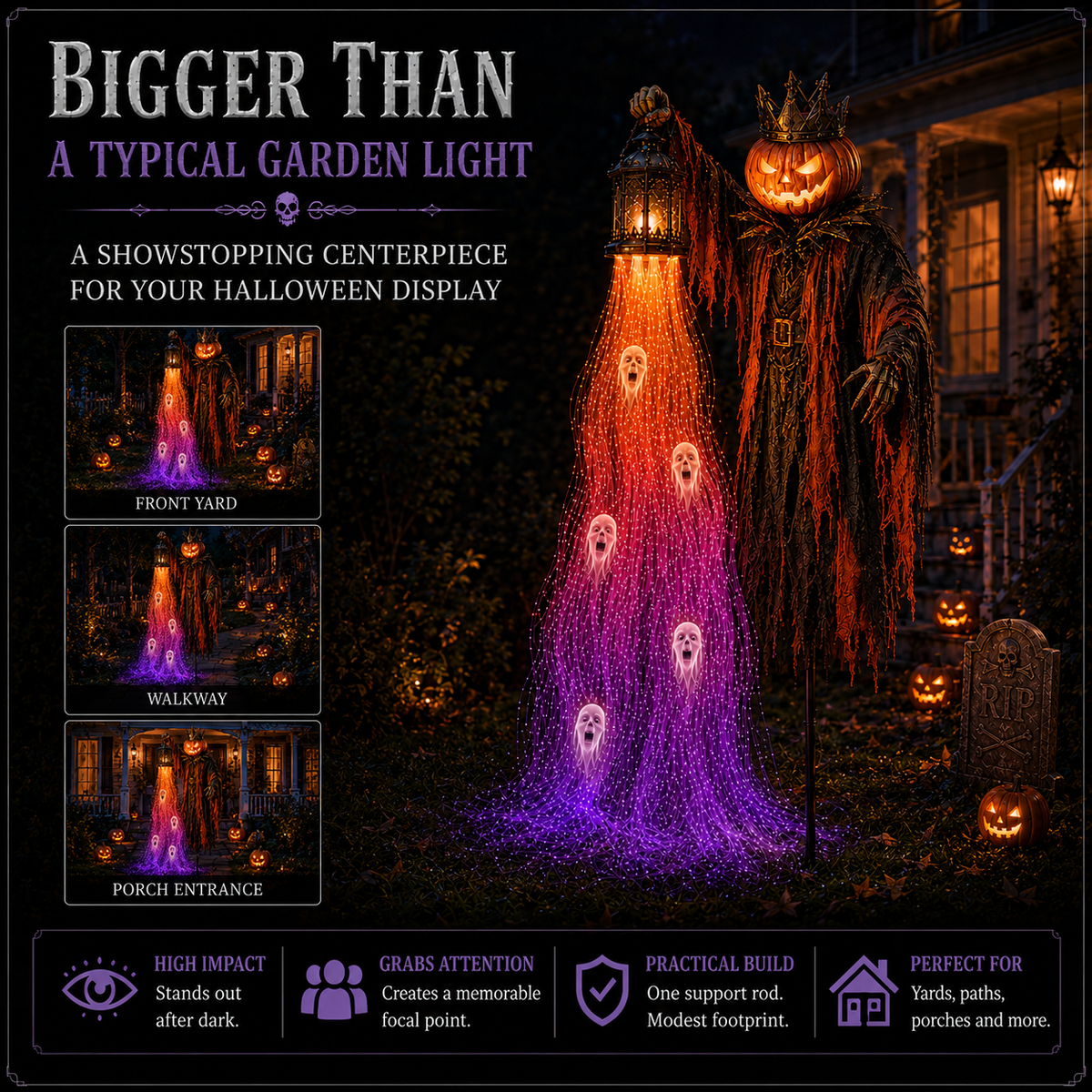 🎃 Today Only: 49% OFF – The Crowned Harvest Warden Glowing Spirit Solar Garden Light