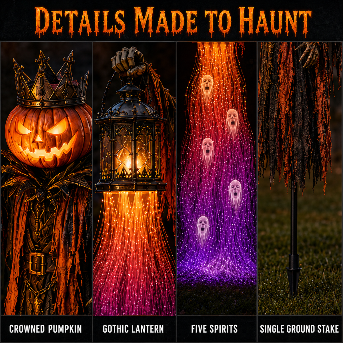 🎃 Today Only: 49% OFF – The Crowned Harvest Warden Glowing Spirit Solar Garden Light