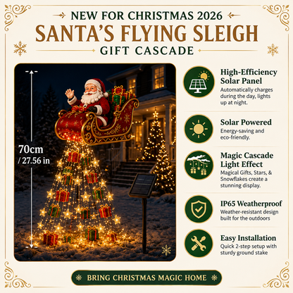 🎄🎅✨ 2026 New Santa’s Flying Sleigh Gift Cascade – Solar Christmas Garden Light
