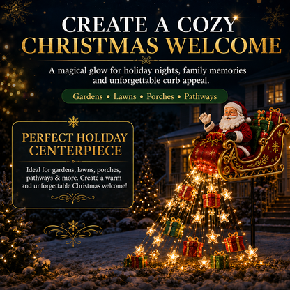 🎄🎅✨ 2026 New Santa’s Flying Sleigh Gift Cascade – Solar Christmas Garden Light