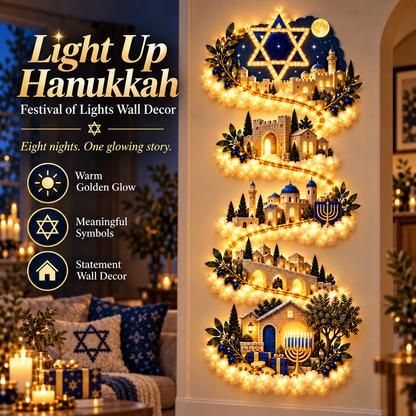 🔥🏘🕎 Hanukkah Festival of Lights Wall Decor Collection – 4 Glowing Designs Celebrating Eight Nights of Light ✨