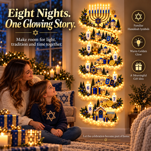 🔥🏘🕎 Hanukkah Festival of Lights Wall Decor Collection – 4 Glowing Designs Celebrating Eight Nights of Light ✨