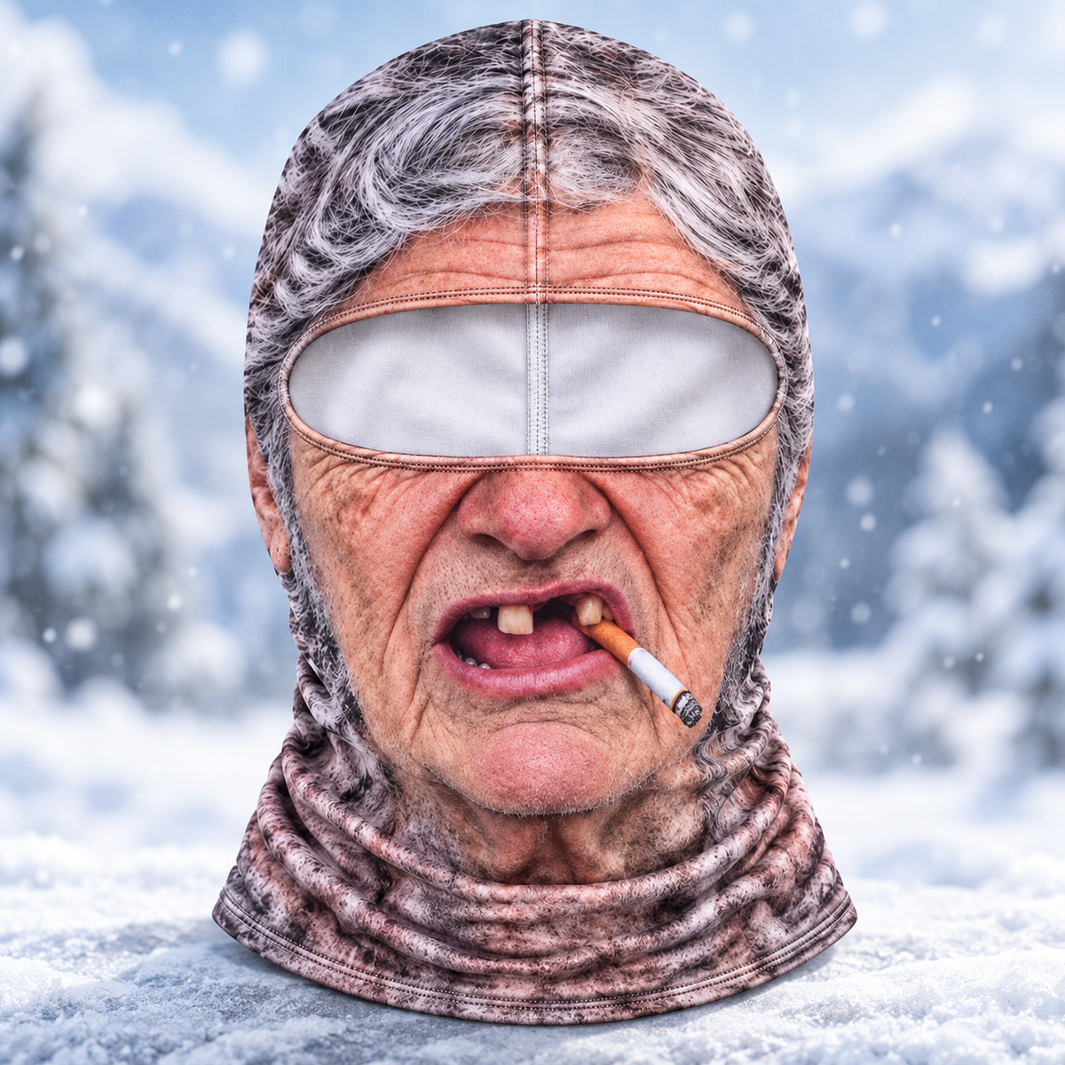 🤣 Funny Realistic Face Ski Mask – Full Coverage Balaclava for Skiing, Snowboarding & Winter Fun