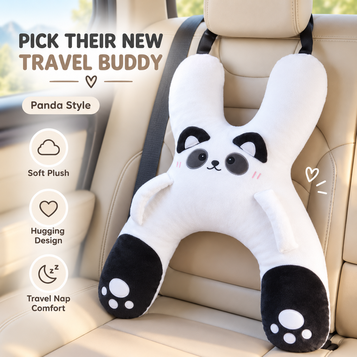 🧸 Kids Car Travel Pillow – Cozy Full-Body Hug & Nap Buddy