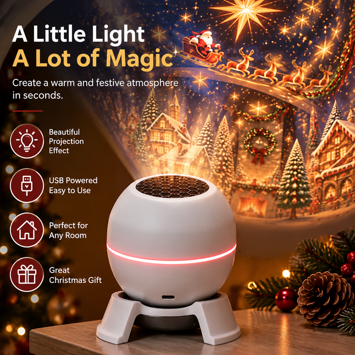 50% Off🎅 Christmas Magic Projection Light – Bring Holiday Scenes to Life