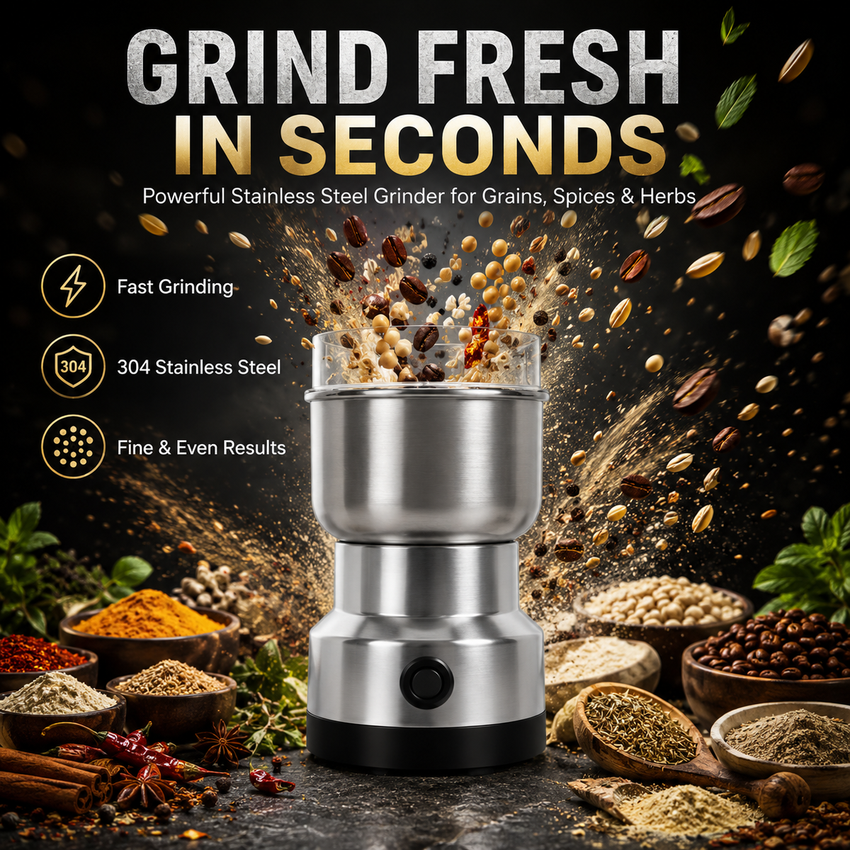 ✨ High-Speed Stainless Steel Grain Grinder✨