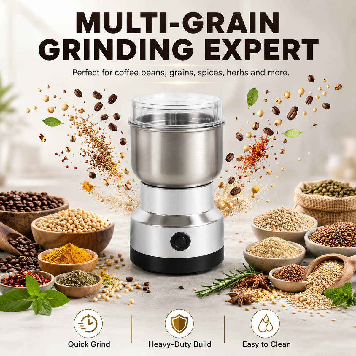✨ High-Speed Stainless Steel Grain Grinder✨