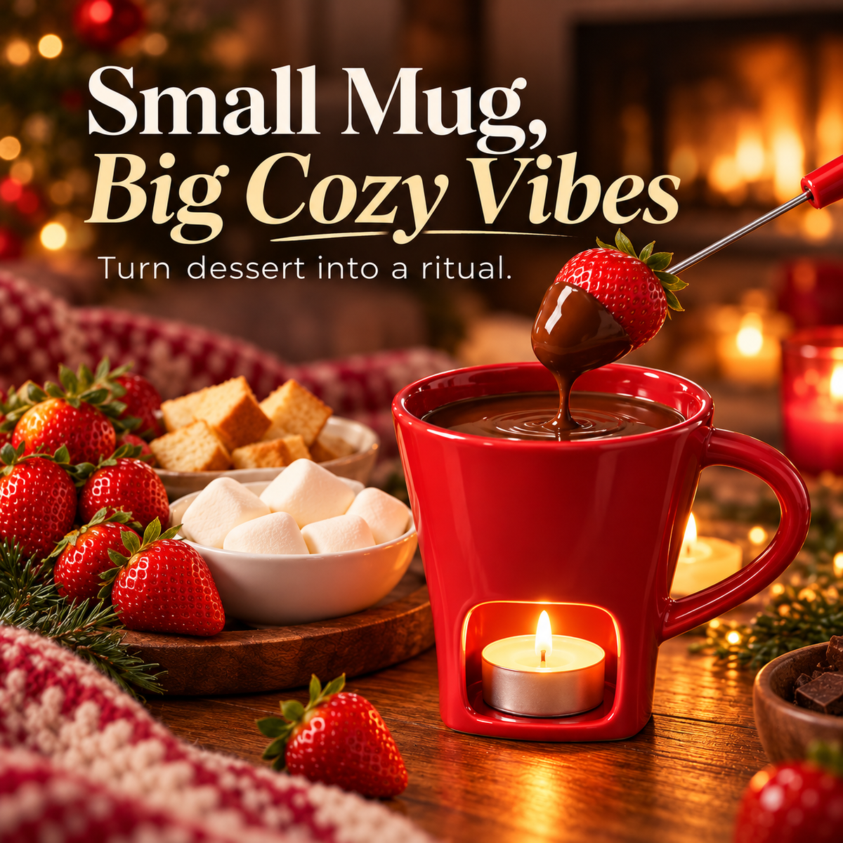 🍫 Candle-Warmed Chocolate Fondue Mug – Ceramic Dessert Cup