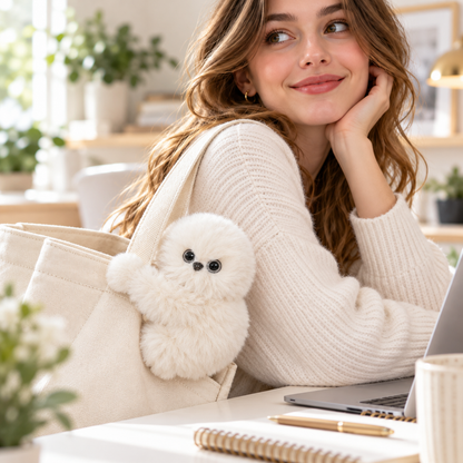 👀 Interactive Fluffy Bag Charm – Cute Head-Turning Plush Companion