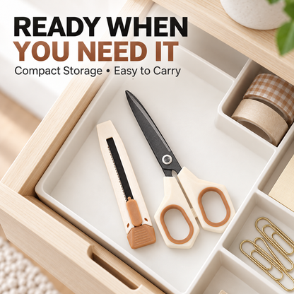 ✂️ 2-in-1 Anti-Adhesive Scissors & Box Cutter – Stainless Steel Multi Tool