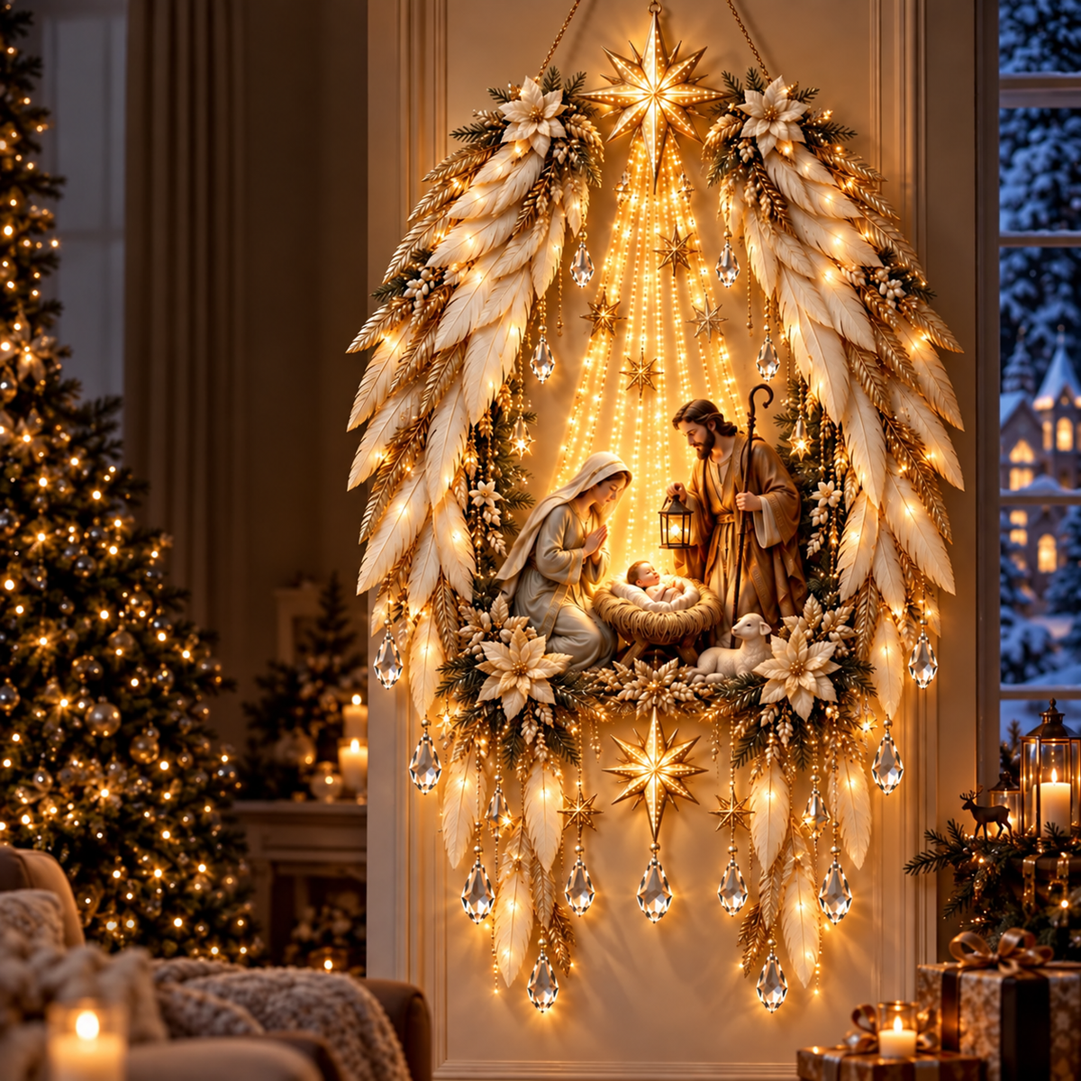 🔥 LIMITED-TIME 50% OFF✝️Jesus, Angel & Nativity Lighted Wall Light Décor