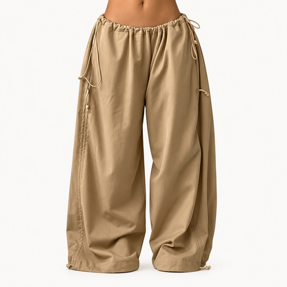 ✨ Adjustable Ruched Wide-Leg Pants – Oversized Drawstring Fit