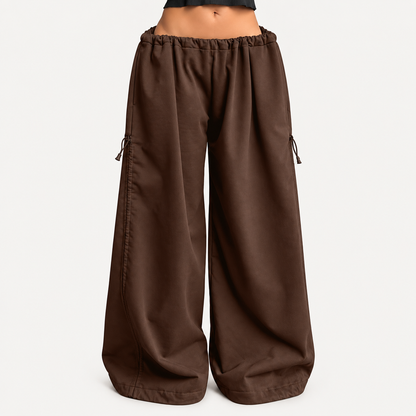 ✨ Adjustable Ruched Wide-Leg Pants – Oversized Drawstring Fit