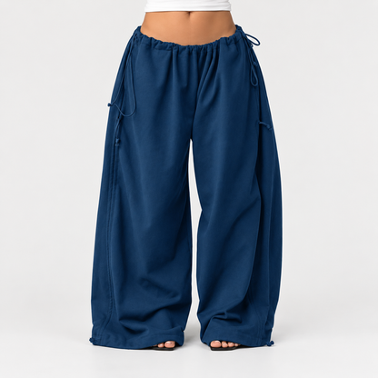 ✨ Adjustable Ruched Wide-Leg Pants – Oversized Drawstring Fit
