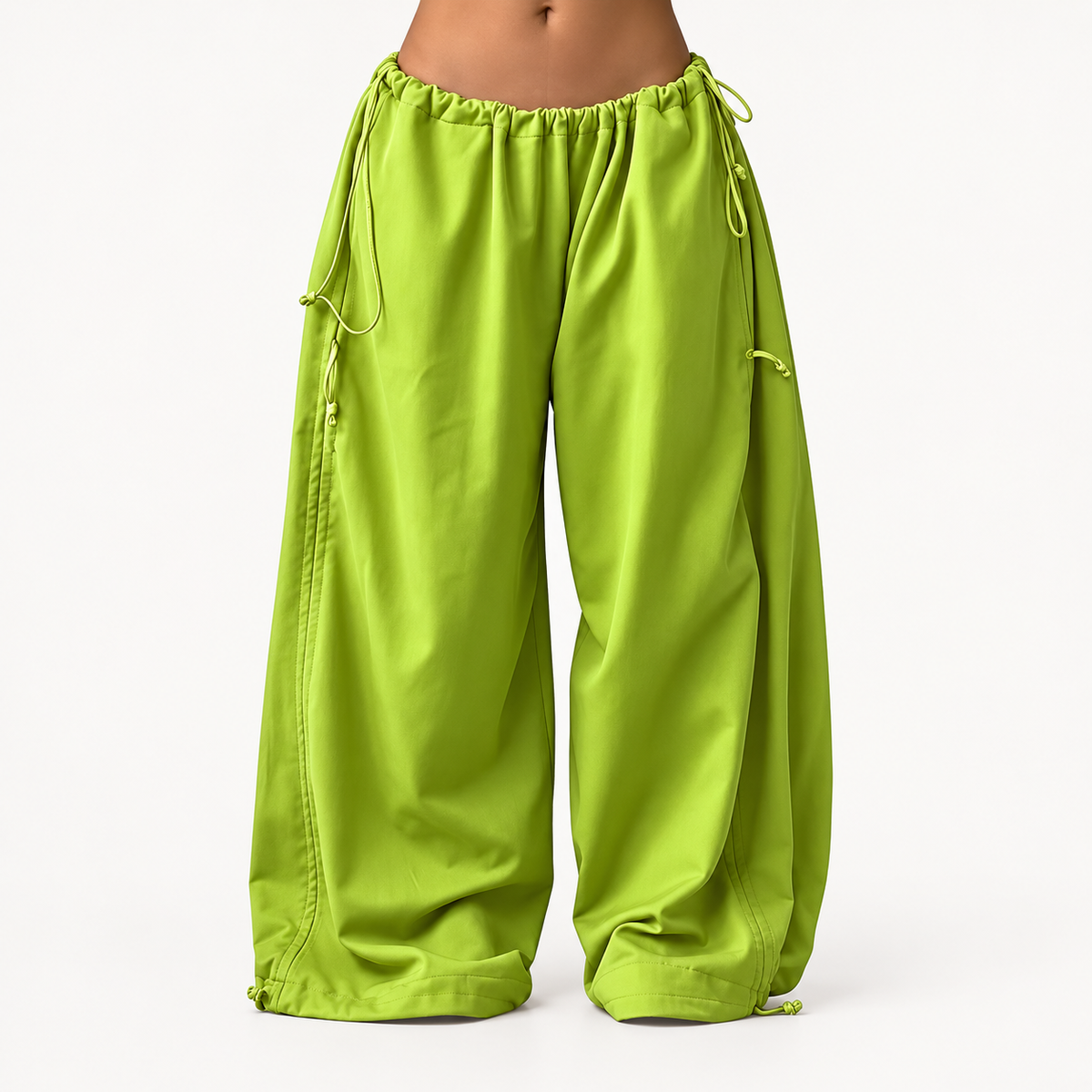 ✨ Adjustable Ruched Wide-Leg Pants – Oversized Drawstring Fit