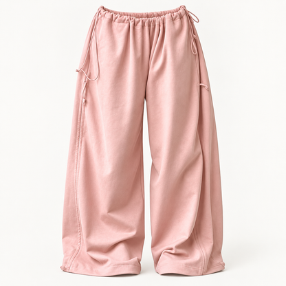 ✨ Adjustable Ruched Wide-Leg Pants – Oversized Drawstring Fit