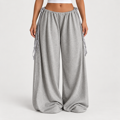 ✨ Adjustable Ruched Wide-Leg Pants – Oversized Drawstring Fit