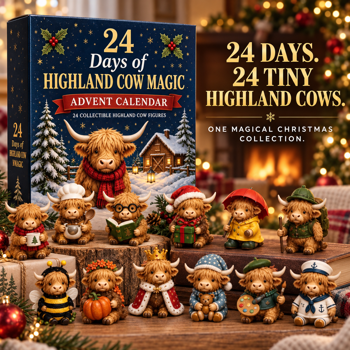 🐮 24-Day Highland Cow Advent Calendar – 24 Mini Collectible Surprises