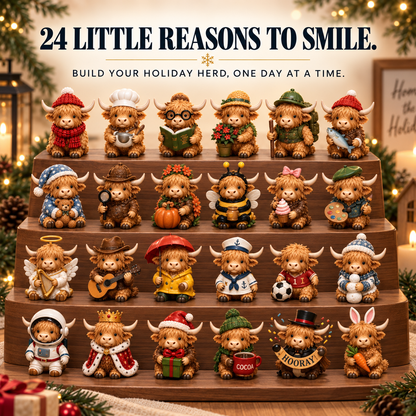 🐮 24-Day Highland Cow Advent Calendar – 24 Mini Collectible Surprises