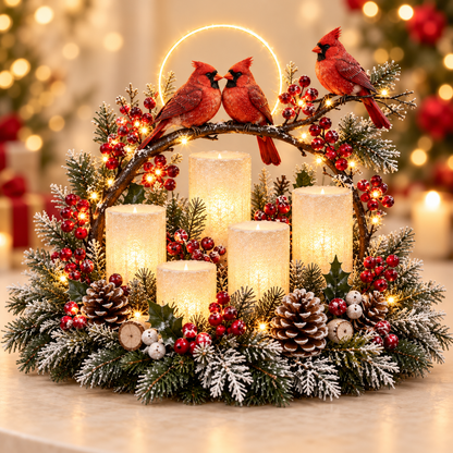 🎅🎄 Glowing Christmas Centerpiece with Warm Flameless Candlelight ✨🕯️
