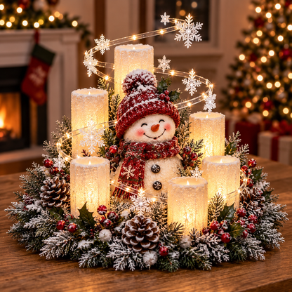🎅🎄 Glowing Christmas Centerpiece with Warm Flameless Candlelight ✨🕯️