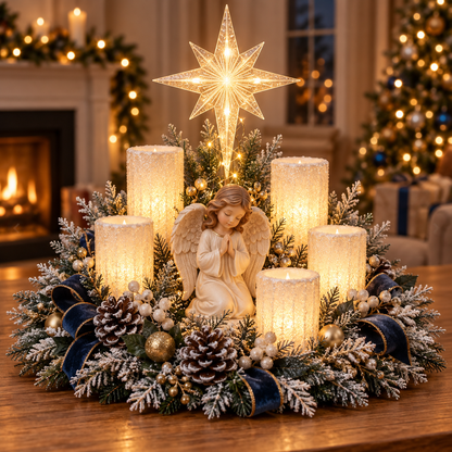 🎅🎄 Glowing Christmas Centerpiece with Warm Flameless Candlelight ✨🕯️