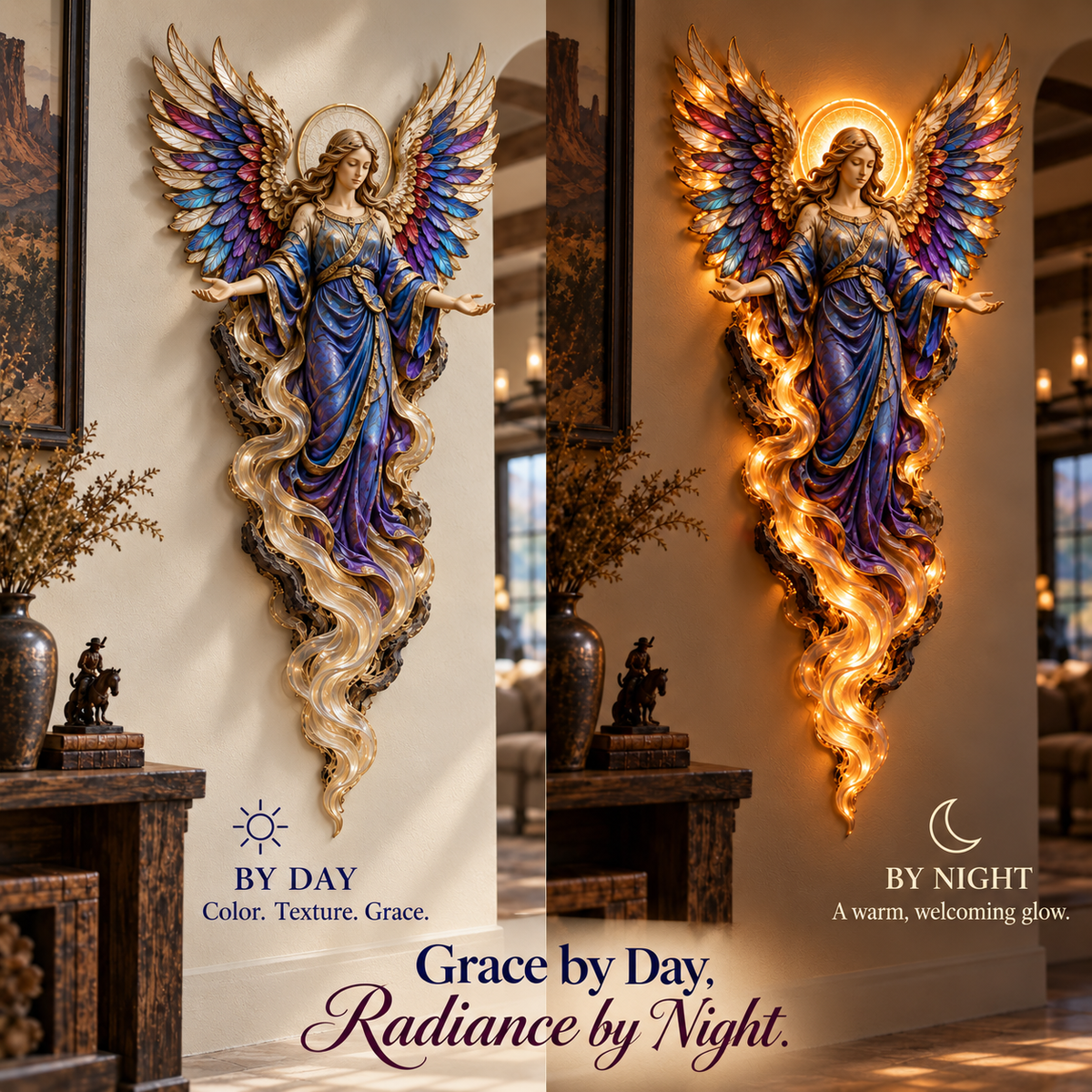 ⏰ 50% Off Sale ✝️ Heavenly Radiance™ Lighted Angel Wall Sculpture ✨