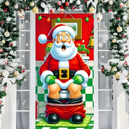 🎅 Santa & Reindeer Christmas Door Cover – Instant Holiday Door Makeover