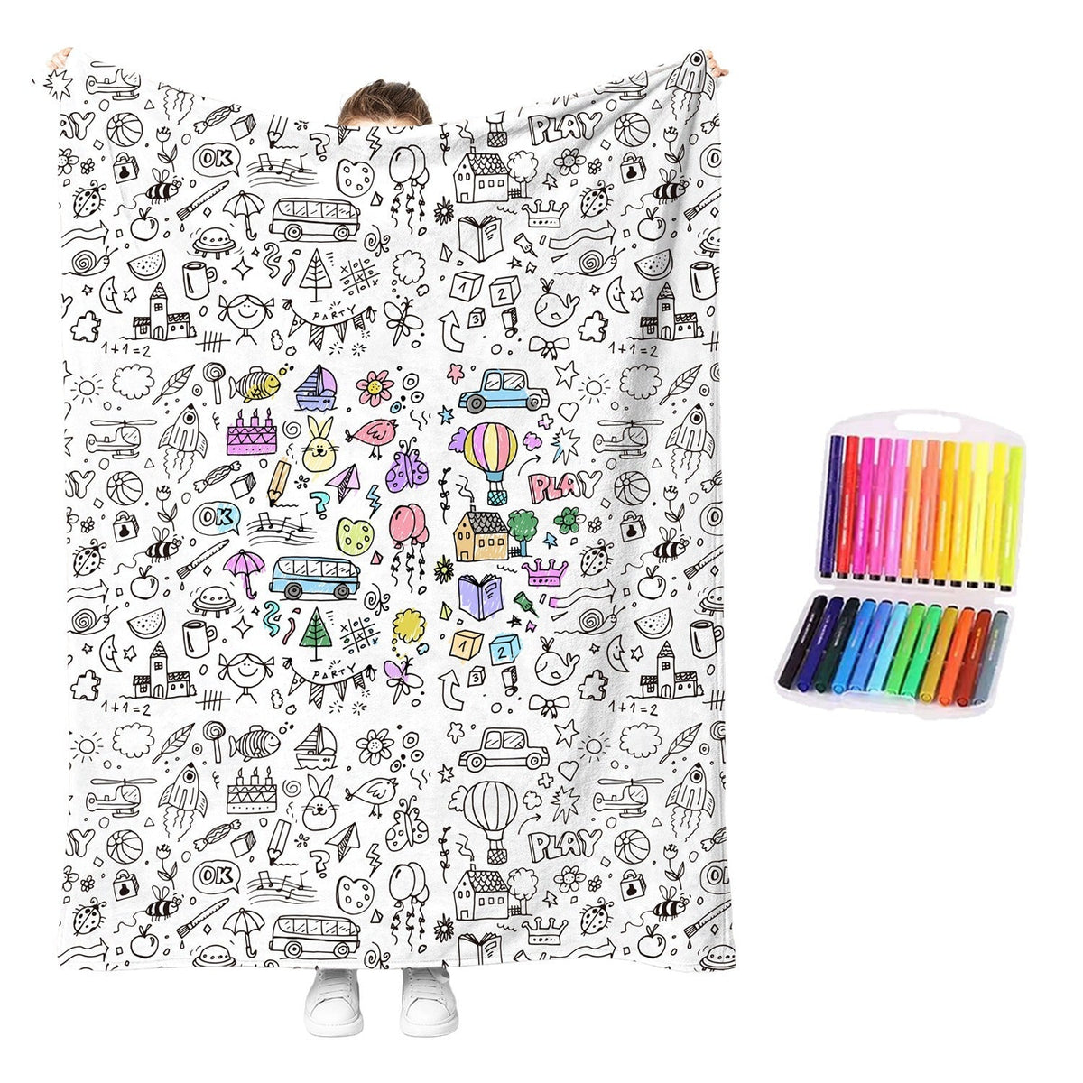🎨DIY Coloring Blanket with 12 Markers🖍️