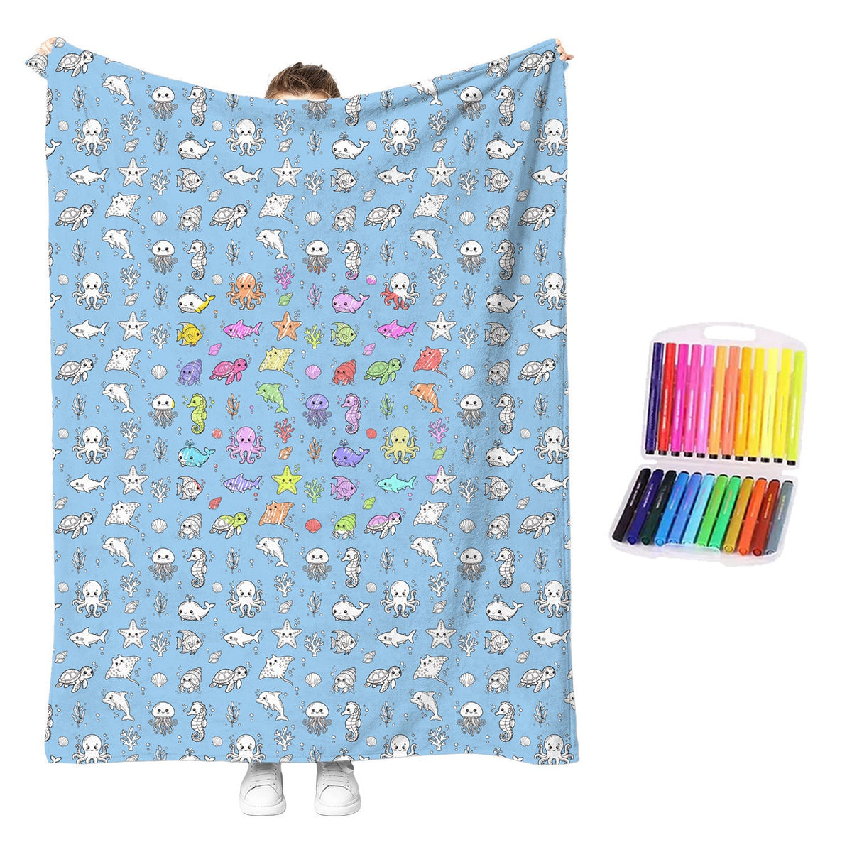 🎨DIY Coloring Blanket with 12 Markers🖍️