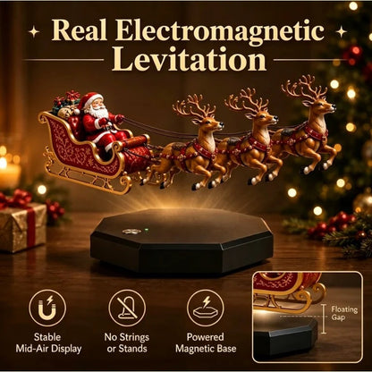 🎅 Floating Santa Sleigh with 4 Reindeer – Magnetic Levitation Christmas Display 💗Buy Two Free Shipping