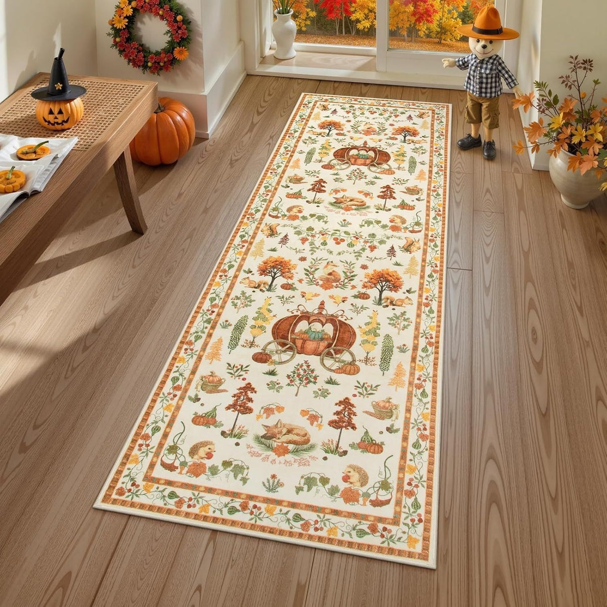 🎄 Vintage Christmas Runner Rug – Washable Non-Slip Holiday Hallway Carpet