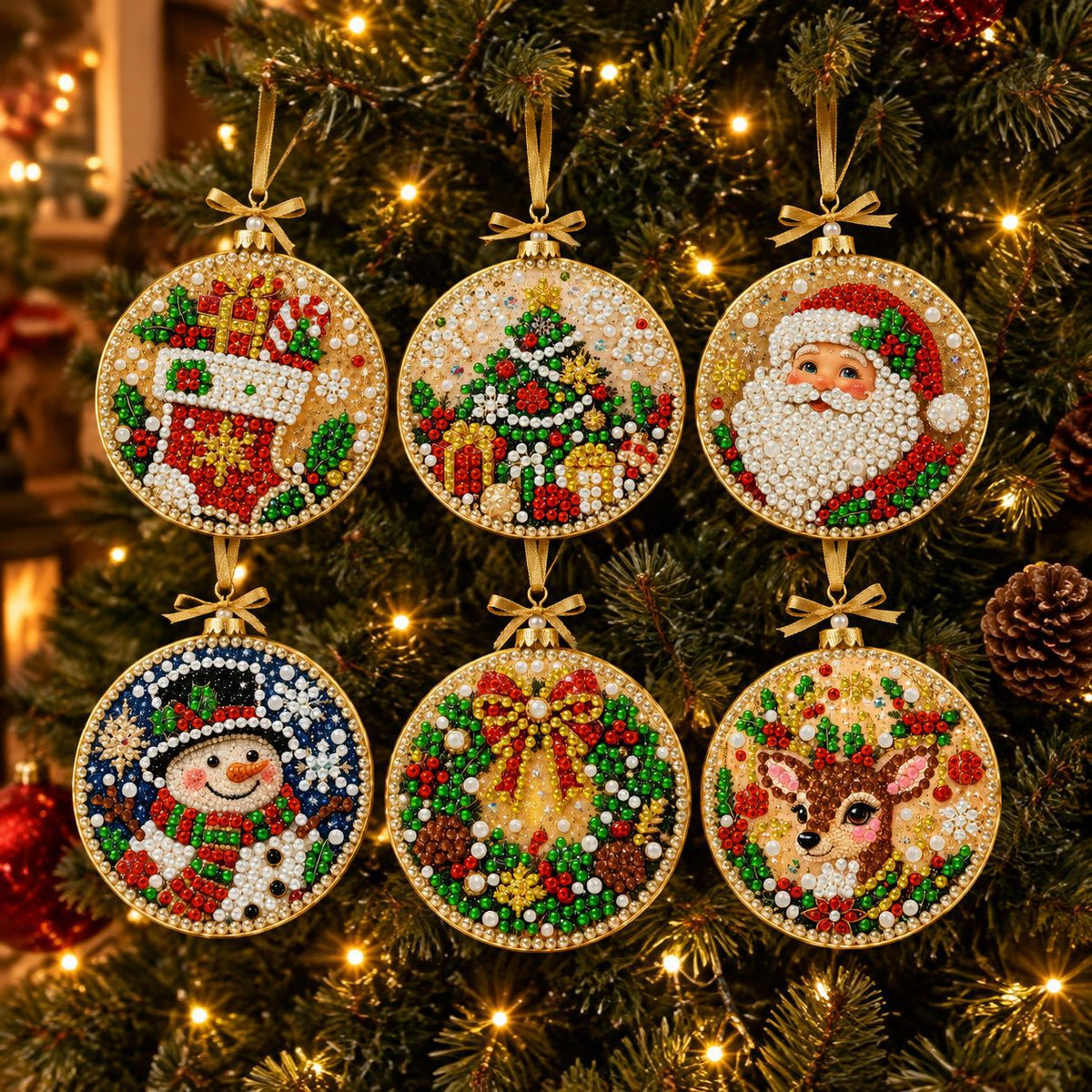 🎄49% OFF! 5D DIY Christmas Ornament – Sparkling Beads & Acrylic, 3D Glow, Easy to Make. Perfect for the Tree, Window & Gifts! ✨🎁