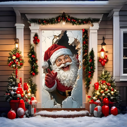 🎅 Santa & Reindeer Christmas Door Cover – Instant Holiday Door Makeover