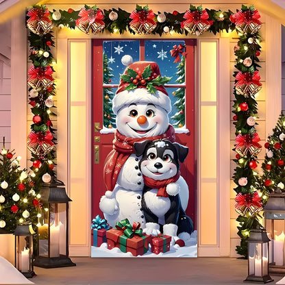 🎅 Santa & Reindeer Christmas Door Cover – Instant Holiday Door Makeover