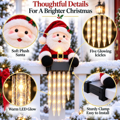 🐾 Santa Paws Christmas Porch Glow – Lighted Dog Railing Decor 🎄✨