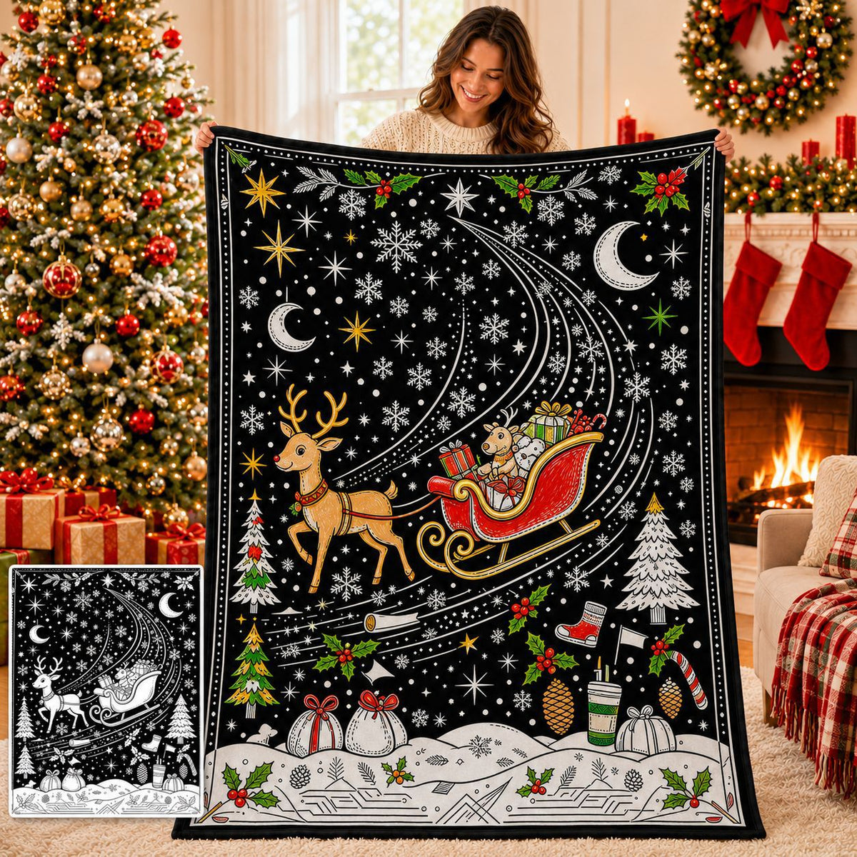🎨DIY Christmas Coloring Blanket – Color-Your-Own Holiday Family Activity🎄