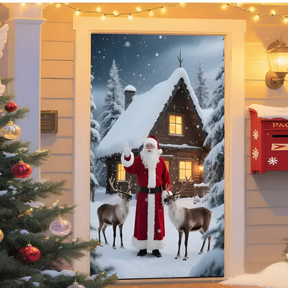🎅 Santa & Reindeer Christmas Door Cover – Instant Holiday Door Makeover