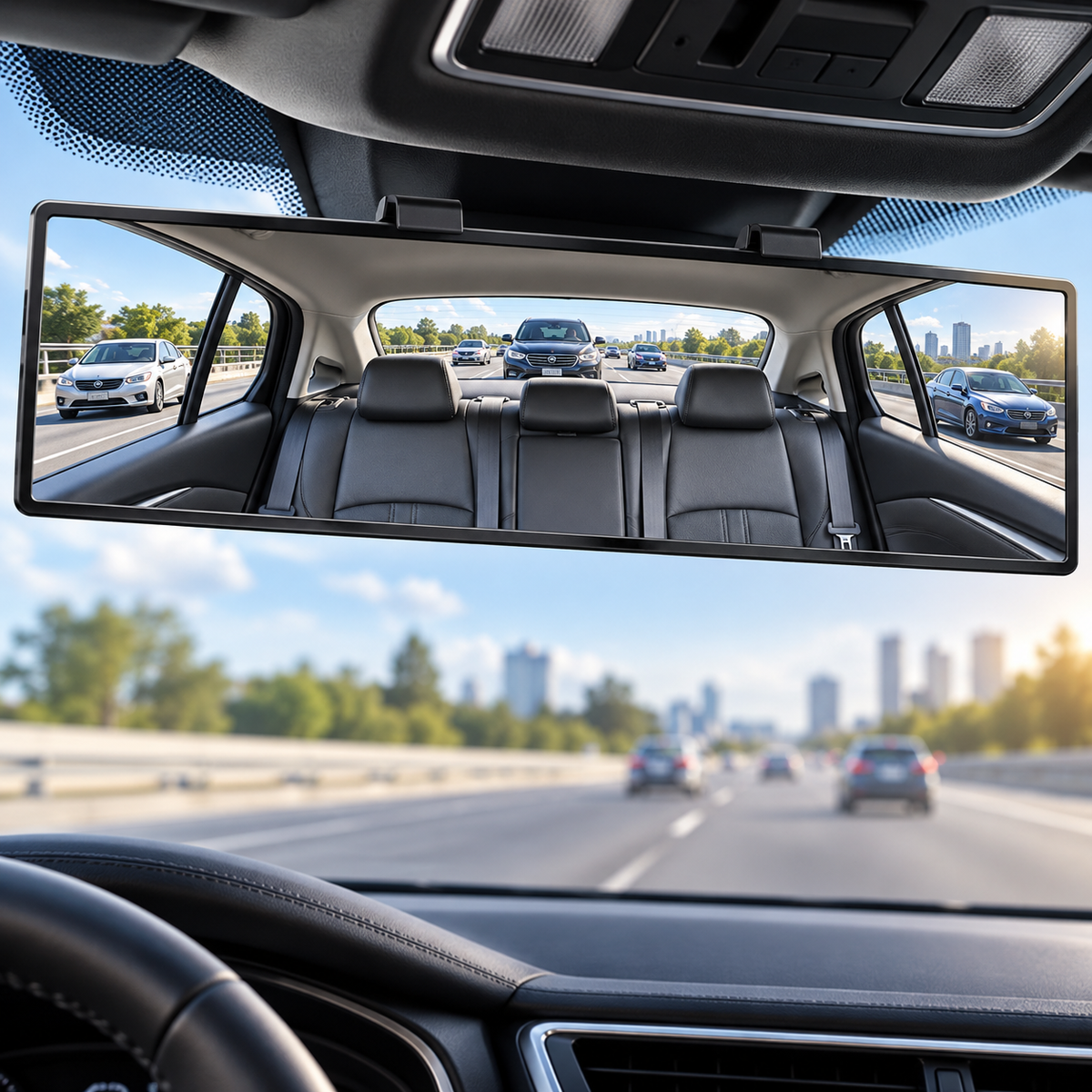 🚘 Wide Angle Rear View Mirror – 12' Anti-Glare Panoramic Clip-On Car Mirror