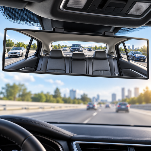 🚘 Wide Angle Rear View Mirror – 12' Anti-Glare Panoramic Clip-On Car Mirror