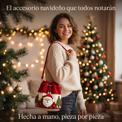 🎄 Merry Christmas Crochet Bucket Bag – Festive Holiday Crossbody Purse