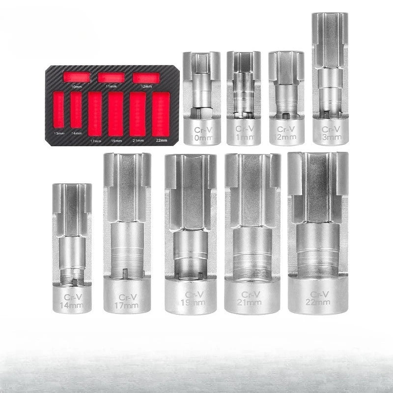 🔧 9-Piece Open-Side Fuel Line Socket Set | 10–22mm Diesel Injector Wrench Kit