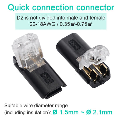 🔌 D2 2-Pin Quick Wire Connectors | No Stripping or Soldering