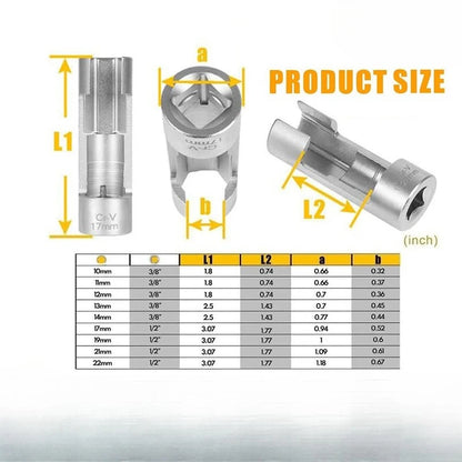 🔧 9-Piece Open-Side Fuel Line Socket Set | 10–22mm Diesel Injector Wrench Kit