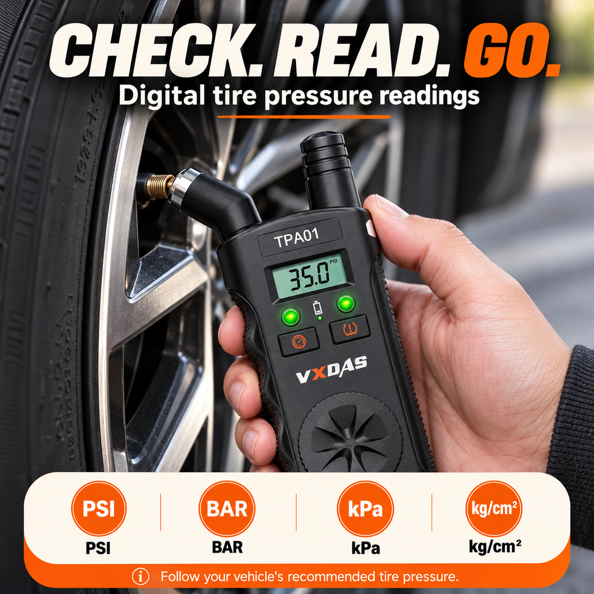🚗 2-in-1 TPMS Relearn Tool & Digital Tire Pressure Gauge for GM