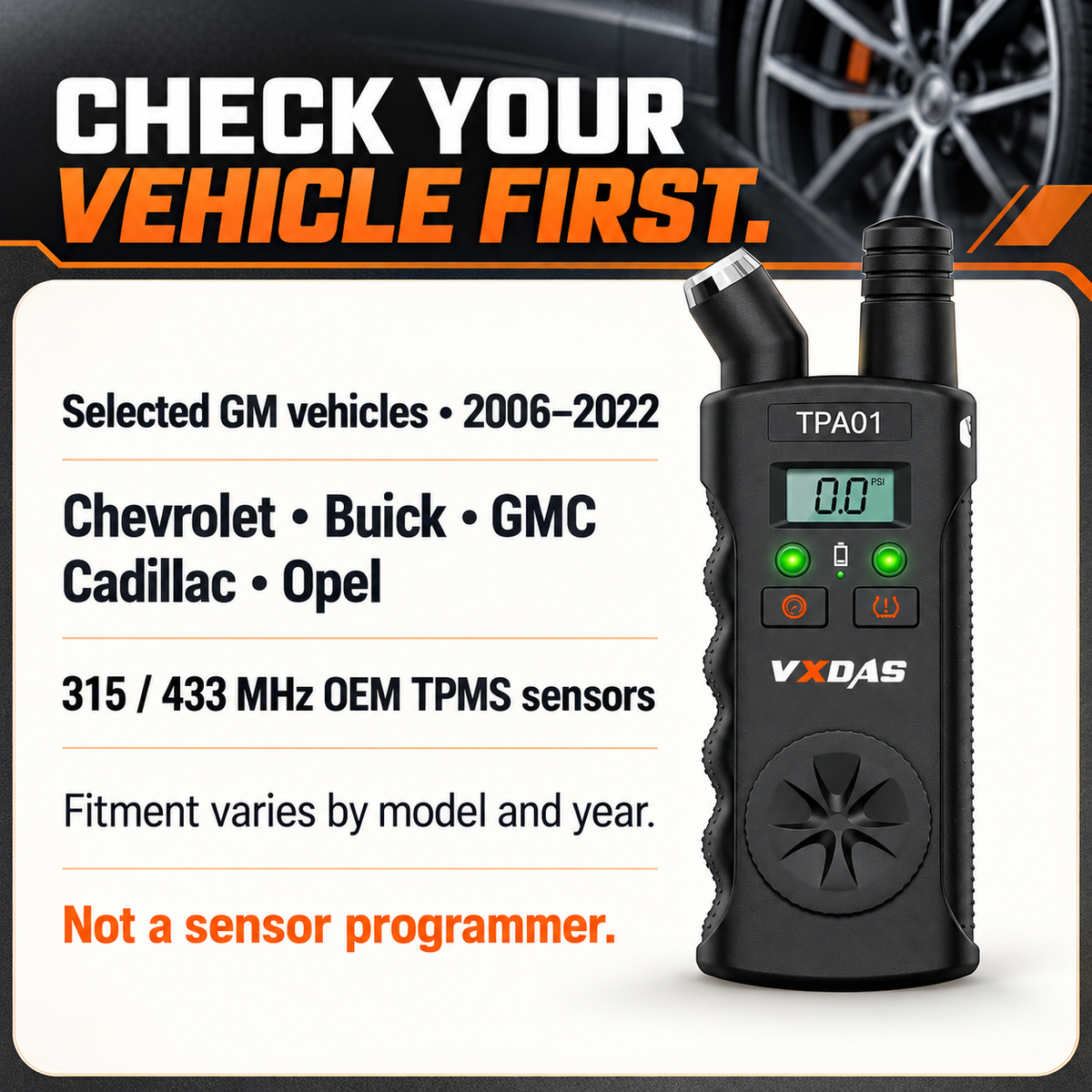 🚗 2-in-1 TPMS Relearn Tool & Digital Tire Pressure Gauge for GM