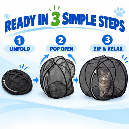 🐱🌿 FreshAir Cat Haven – Pop-Up Mesh Playpen