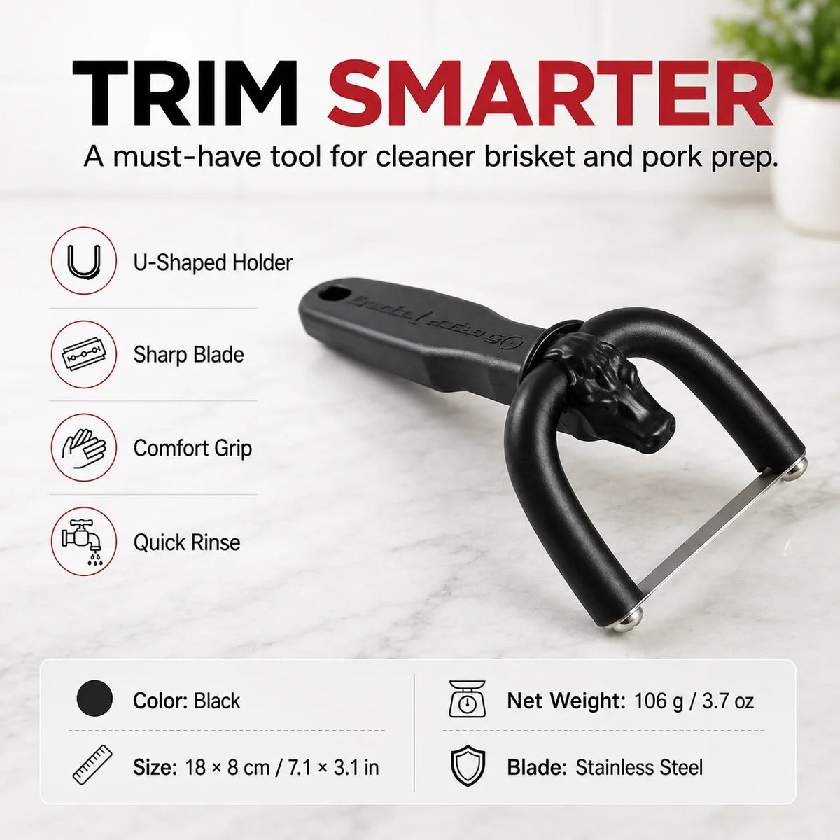 🥩 Handheld Fat Trimmer for Beef & Pork, Portable Meat Fat Remover Tool, Easy Brisket Trimming BBQ Kitchen Gadget