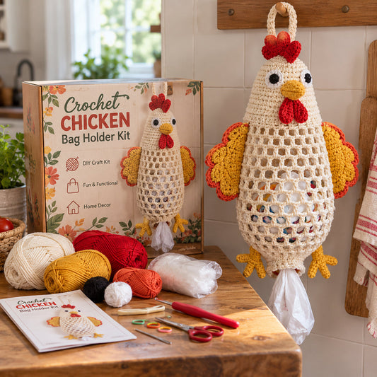 🧶Crochet Animal Bag Holder DIY Kit – Cute & Functional Hanging Storage Craft Kit